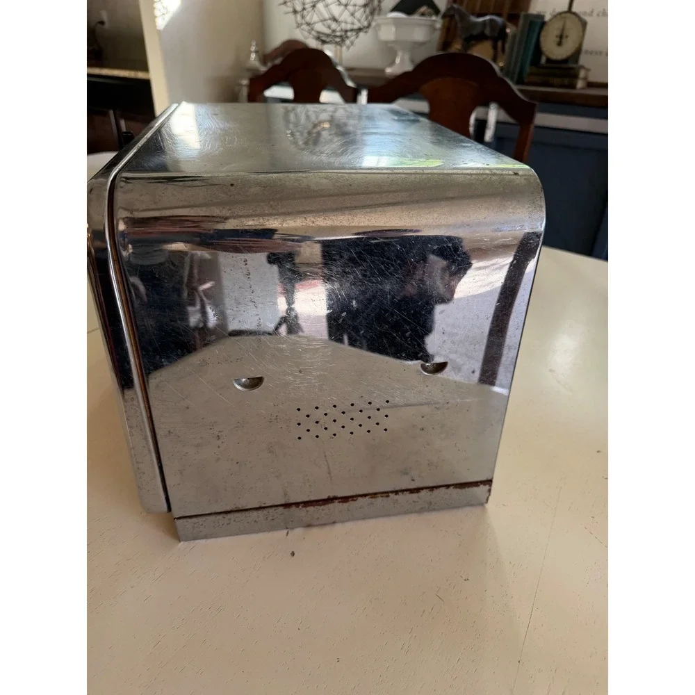 LINCOLN BeautyWare Bread Box Chrome Vintage MCM Kitchen Storage Silver Fair